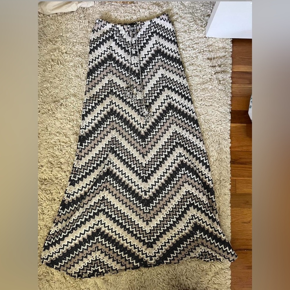 Calypso St. Barth Zigzag Maxi Skirt in Black and White